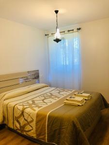 奥尔瓦伊特塞塔Apartamentos Zabalarena Artzaia的一间卧室配有一张床铺,床上有毯子