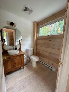 朗斯圣让le vénÉrable的一间带卫生间、水槽和镜子的浴室