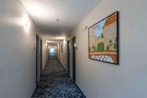 阿什维尔Rodeway Inn & Suites near Outlet Mall - Asheville的墙上挂着一幅画的走廊