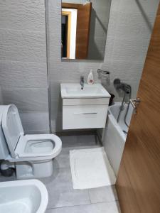 丹吉尔Les Belles Appartements Family Only的浴室配有白色卫生间和盥洗盆。