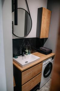 罗兹VS Apartments - apartament nr 34的一间带水槽和洗衣机的浴室
