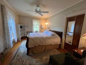 阿什兰切尼屋住宿加早餐酒店的一间卧室配有一张床和吊扇