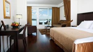 纳坦利纳坦利温泉酒店的酒店客房配有一张床、一张书桌