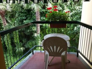 西尔米奥奈布洛利亚酒店的阳台的桌椅