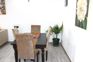 卢萨卡Busisiwe's RM Home的餐桌、椅子和植物