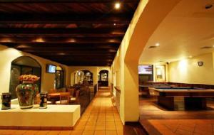 马德罗城玛伊瓦米瑞玛塔匹克酒店及俱乐部的大堂设有台球桌和花瓶