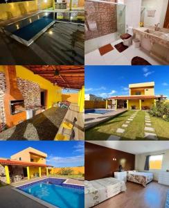 伊列乌斯Casa de Praia Pontal的房屋和游泳池的照片拼凑而成