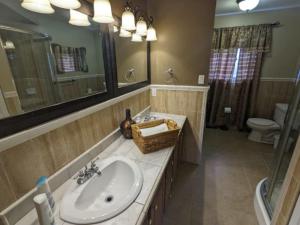 金斯顿Lovely Place的一间带水槽、卫生间和镜子的浴室