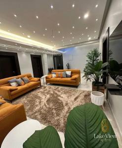 海岸角Standard Room in Cape Coast - Lakeview by Agnes的带沙发和地毯的大型客厅
