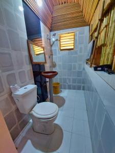 OuidahBel Ami的一间带卫生间和淋浴的小浴室