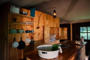 WaltonStony Creek Farmstead的厨房配有水槽和浴缸