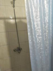明亚Hotel minia的配有白色淋浴帘和淋浴的淋浴间