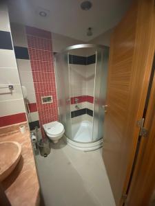 Karaman德莫森酒店的一间带卫生间和水槽的小浴室