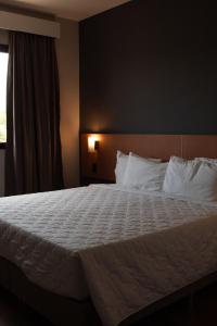 普鲁登特总统城Comfort Hotel Presidente Prudente的卧室配有一张带白色床单的大床和窗户。