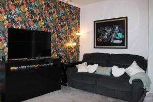斯特灵Cameronian Apartment的带沙发和平面电视的客厅