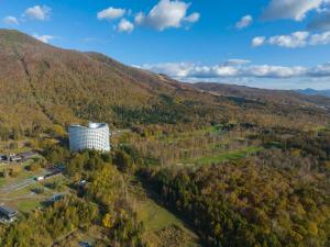 二世古北海道新雪谷希尔顿度假酒店的享有山景的建筑空中景观