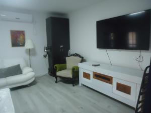 阿拉德arad rooms & apartments חדרי אירוח ערד的客厅配有沙发和墙上的电视