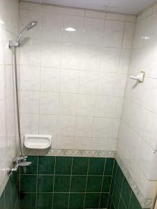 迪拜Rovers Boys Hostel Dubai Near Gold Souq Metro的浴室铺有绿色瓷砖地板,设有小便室。