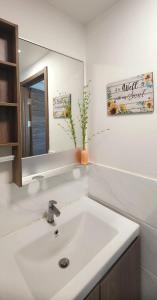 振林山Seaview Regalia Park, (Happy House), Full Furnished, Free WiFi Forestcity的浴室设有白色水槽和镜子