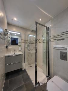 蒙蒂尼布勒托讷圣昆汀伊芙林卡吕德酒店 - 蒙蒂尼的带淋浴、卫生间和盥洗盆的浴室