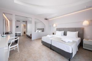 欧拉努波利斯亚历山德罗帕丽斯酒店的酒店客房配有两张床和一张书桌
