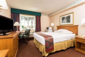 波特兰华美波特兰酒店的配有一张床和一台平面电视的酒店客房