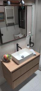 蒙希亚Descanso en Burgozarre的浴室的柜台设有水槽和镜子