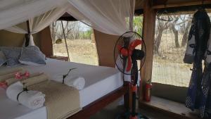 Kwa MhindaMakubi Safari Camp by Isyankisu的狩猎帐篷内一间卧室(带一张床)