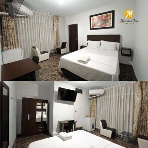 SechuraMaximus Inn的两张图片的酒店客房 - 带一张床和电视