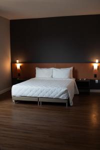 普鲁登特总统城Comfort Hotel Presidente Prudente的一间卧室配有带白色床单和枕头的床。