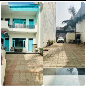 齐拉克普尔Hotel Sunkriti Resort的前方有两幅建筑物照片
