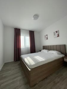 蒂米什瓦拉Comfort & Luxury Apartaments PNMresidence的一间卧室设有一张床和一个窗口