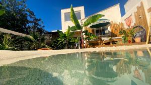 纳博讷Tropical Lodge SPA Narbonne的房屋前的大型游泳池