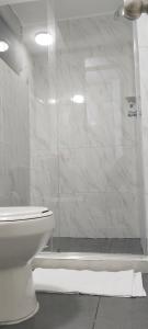 内瓦Apartamento Neiva的带淋浴和卫生间的白色浴室