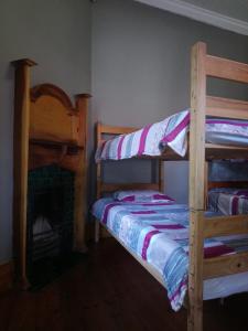 莫塞尔湾Hostel Villa Nova的带壁炉的客房内的两张双层床