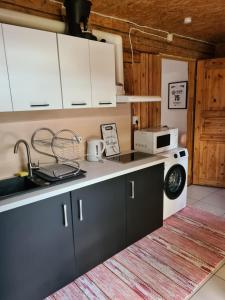 沃鲁Apartment Võru vanalinnas的厨房配有水槽和洗衣机