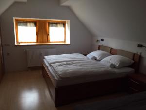 摩拉瓦托普利采Apartment HB Moravske Toplice的一间卧室设有一张大床和窗户