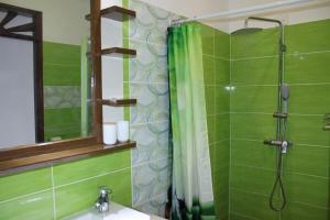 Rémire-CampVilla Émeraude - Piscine privée sans vis à vis的绿色浴室设有淋浴和水槽