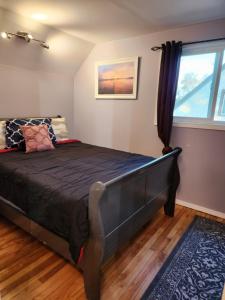 温尼伯Winnipeg Place to Stay的一间卧室设有一张大床和一个窗户。