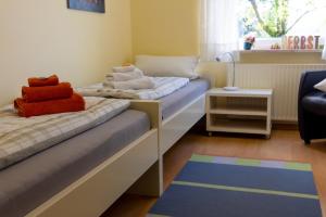 温特贝格特拉普公寓的小房间设有两张床和地毯