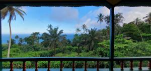 PrincipeCasa Mãe - Inn的从阳台可欣赏到大海和棕榈树的景色