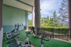 格拉斯勒斯赛德雷斯阿克乡村度假酒店的一间位于绿色楼层的健身室,提供健身自行车