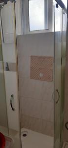 Ribeira GrandeApartamento Santos的浴室里设有玻璃门淋浴