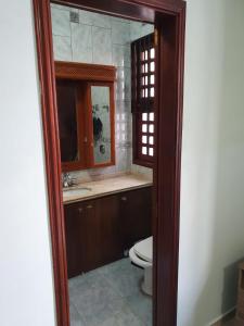 弗洛里亚诺波利斯POUSADA JURERE的一间带卫生间和水槽的浴室