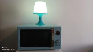 弗洛拉克FLORAC AUTHENTIQUE的坐在电视机顶上的一盏灯,上面有一盏灯