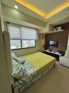 宿务Horizons 101 Condo in Cebu City的一间小卧室,配有床和窗户