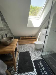 Loče pri PoljčanahNiceHead spacious home between Maribor and Celje的一间带水槽和卫生间的浴室