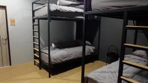 春蓬A lazy person hostel的带三张双层床和一张床的房间