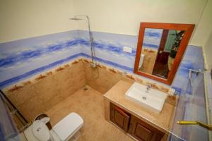埃拉Blue Heaven Cottage的一间带水槽和镜子的浴室