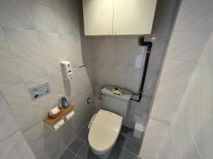京都Hotel Sunday Brunch (Adult Only)的一间带卫生间和水槽的小浴室